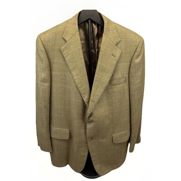 Southwick Brown Tweed Blazer Mens 42R Windowpane Wool USA Made Vintage